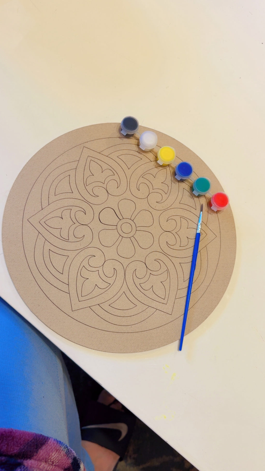 DIY Premarked MDF Mandala Painting Kit – 8 Inch Round Board