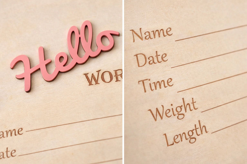 Hello World Baby Announcement Board – Wooden Newborn Keepsake Sign