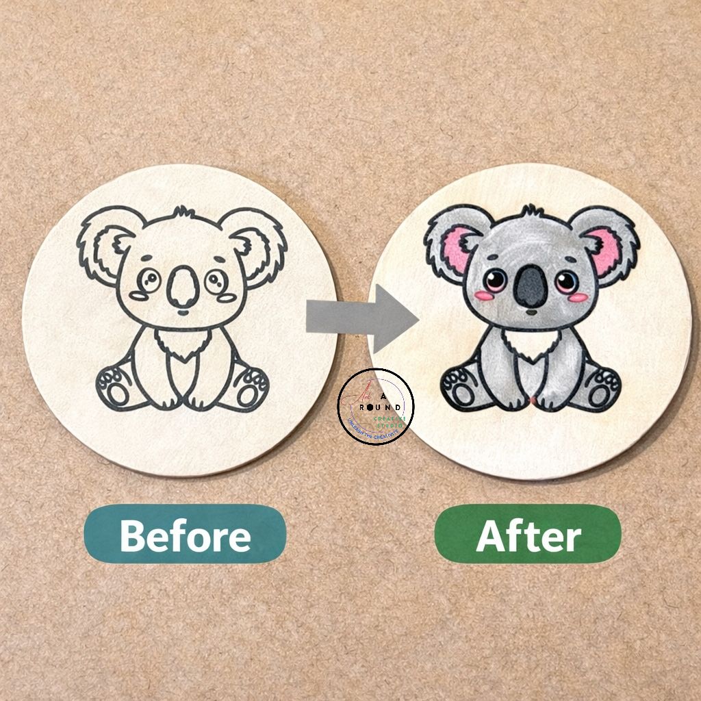DIY Animal Coaster Painting Kit – Set of 4 Wooden Coasters for Kids & Adults
