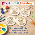 DIY Animal Coaster Painting Kit – Set of 4 Wooden Coasters for Kids & Adults
